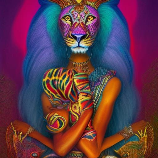 Psychedelic Lion King: Sarabi in Yarn Art