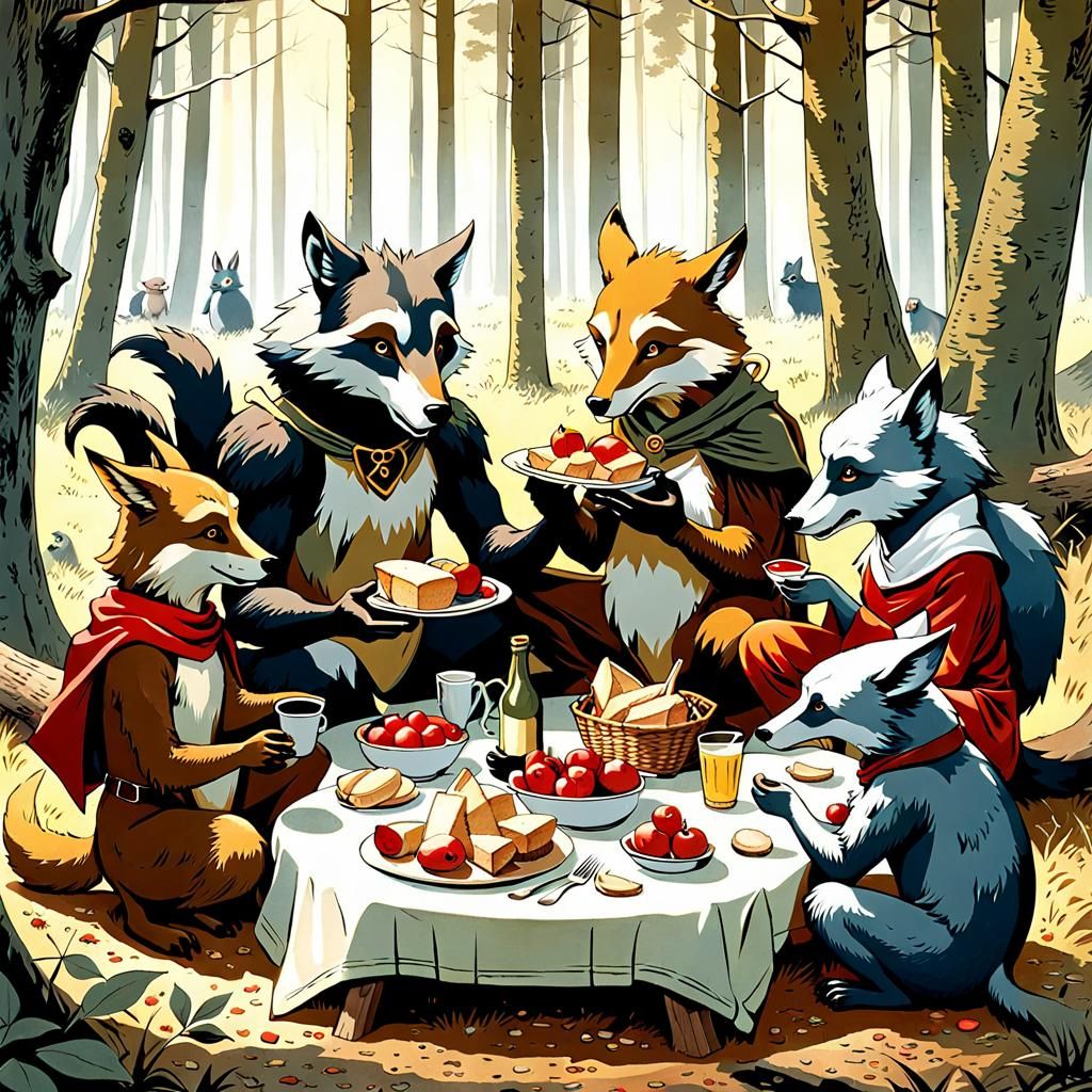 Enchanted Woodland Picnic: A Storybook Illustration