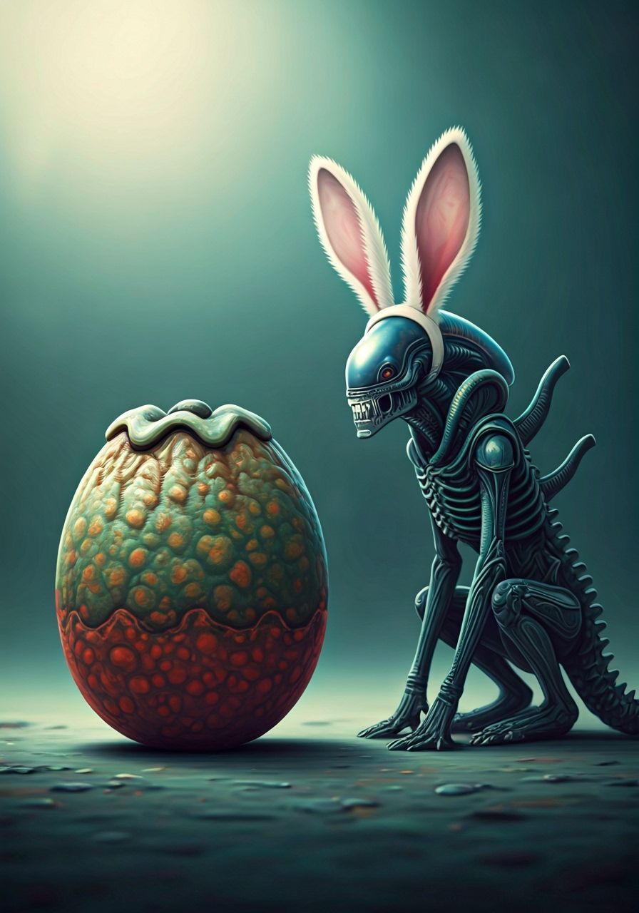 Easter Xenomorph and Ovomorph in Pastel Colors