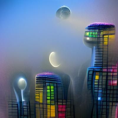 Ethereal Alien Cityscape in Mist