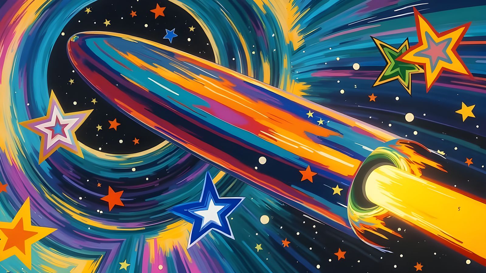 Surreal Iridescent Cosmic Vortex in Avant-Garde Brushstrokes