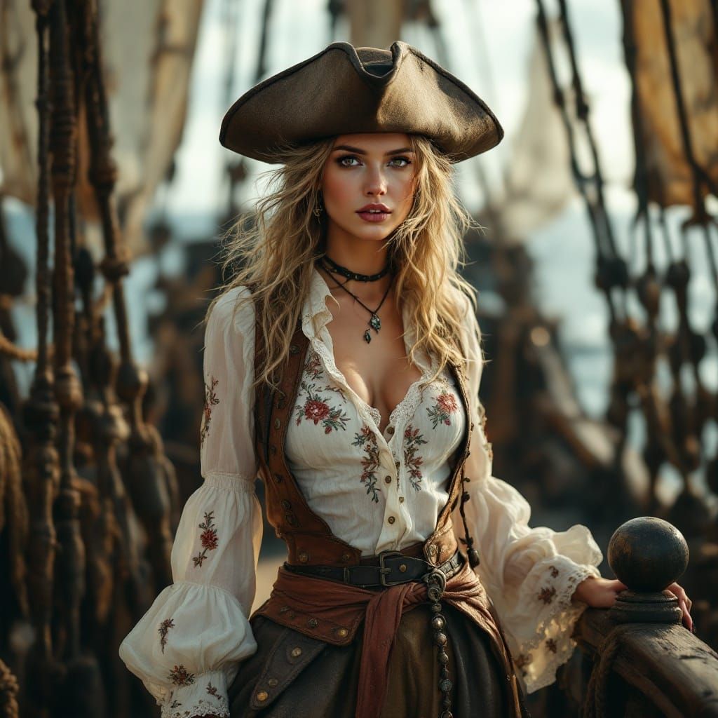 Enigmatic Pirate Captain in Golden Light