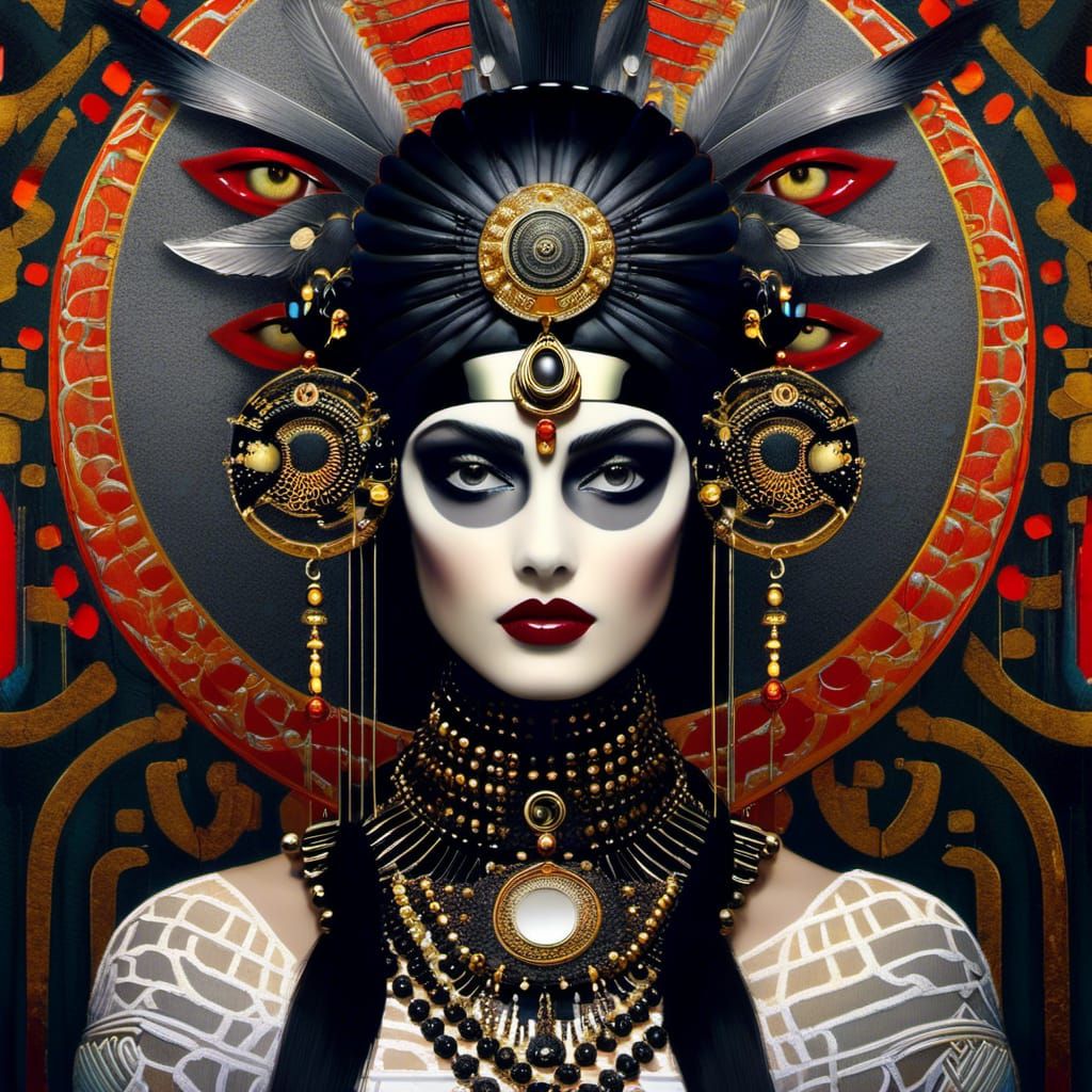 Arcane Masked Woman in Surreal Dystopian Style