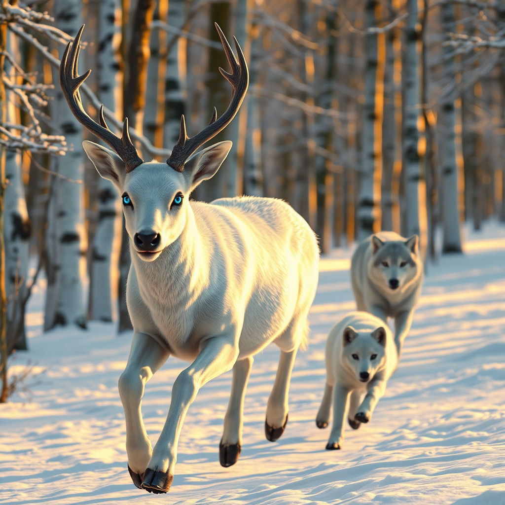 Majestic Deer Hunt in a Winter Forest