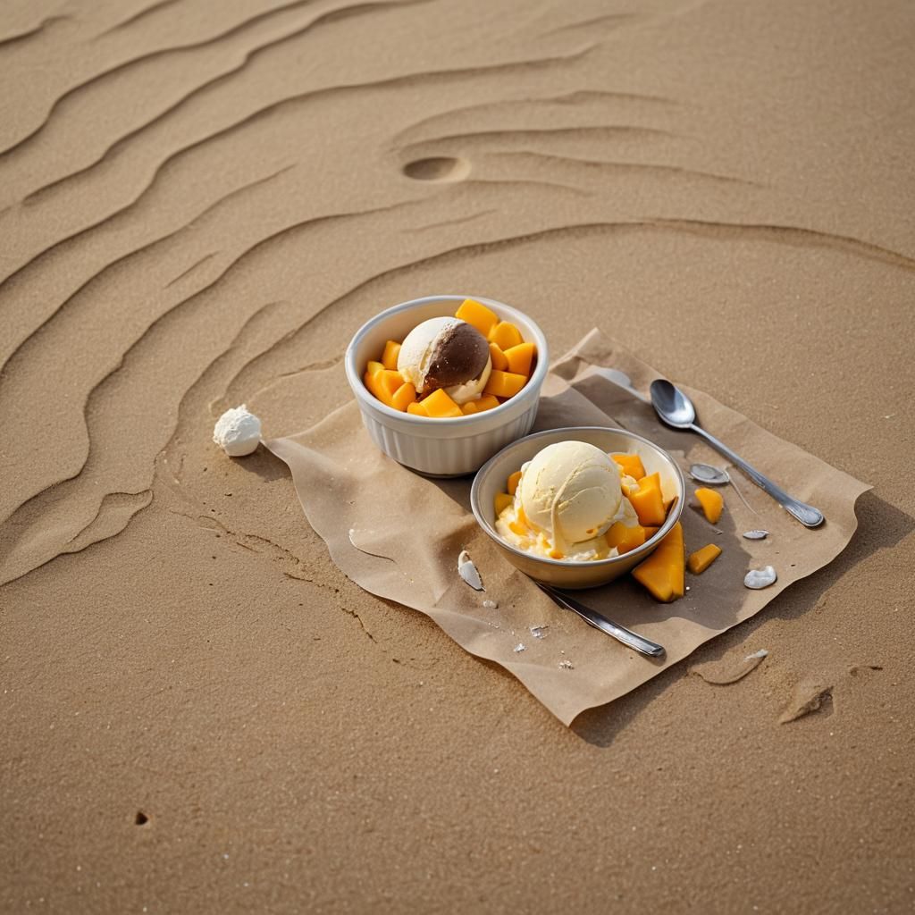 Vanilla Ice Cream and Mango Still Life
