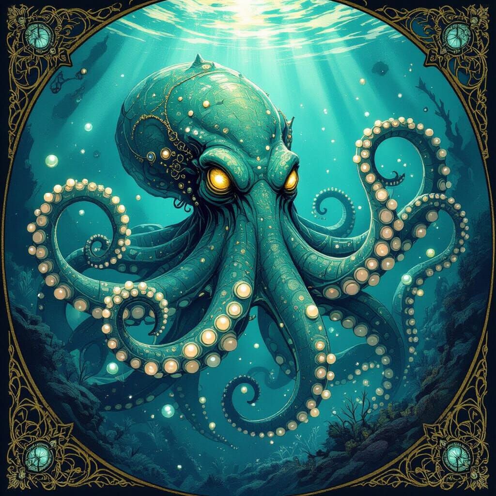 Kraken Emerges from Bioluminescent Depths