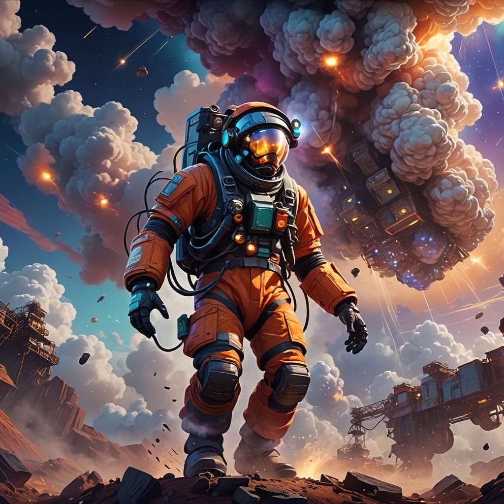 Scientist Mining Cloud Resources: Pixar-Style Digital Art