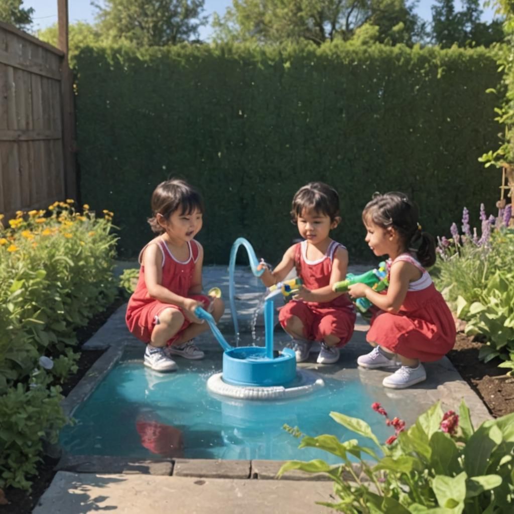 Kids Enjoying Summer with a Garden Hose