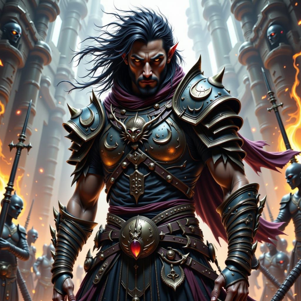 Battlefield Warrior in Dystopian Landscape