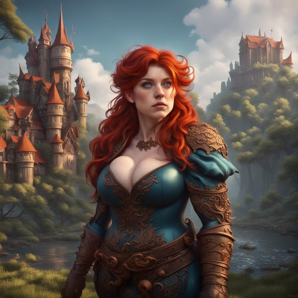 Redhead Matte Painting in Detailed Fantasy Concept Art