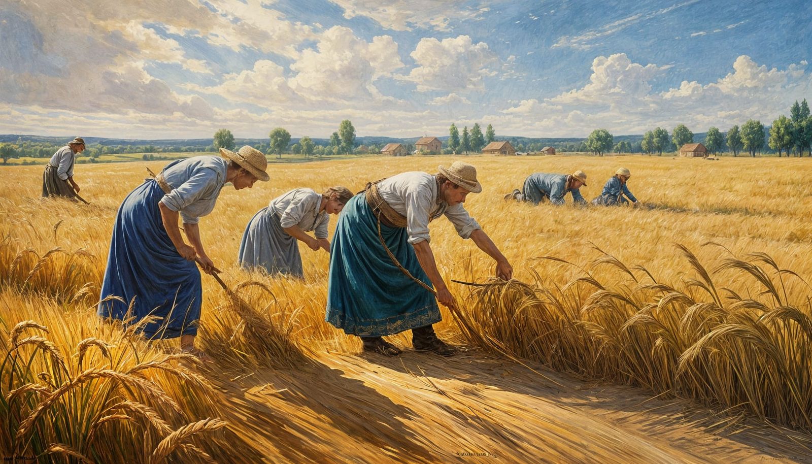 Ukrainian Harvest Scene in the Style of Realism