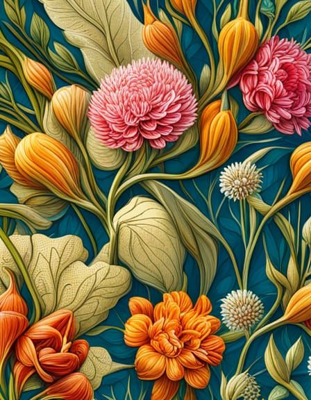 Vintage Flower Botanical Print in 8k Resolution