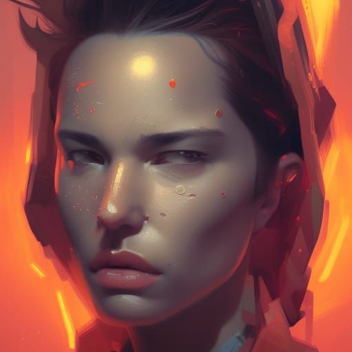 Hyperdetailed Techno Fireman Portrait in 8K Resolution