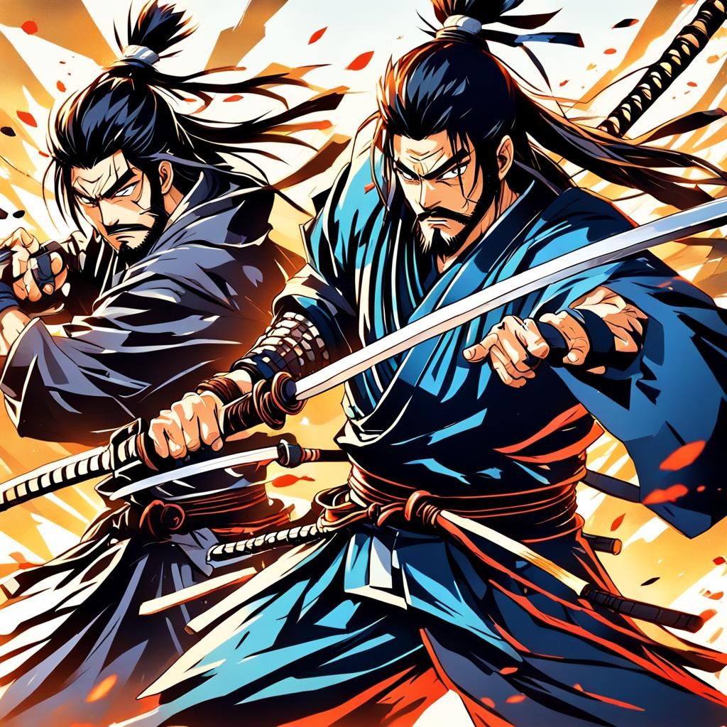 Epic Samurai Battle in Anime Style