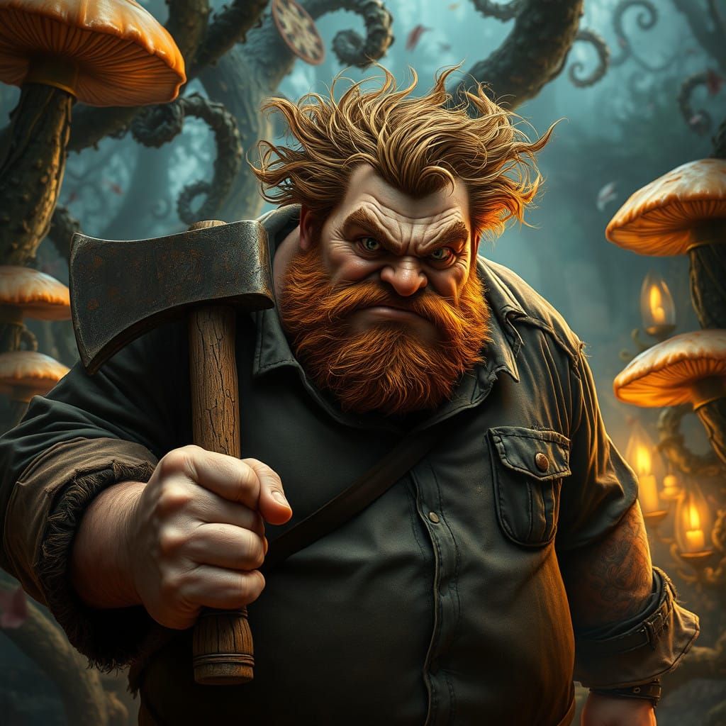 Stout Warrior in Vibrant Wonderland Landscape
