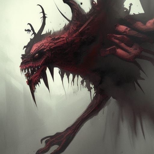 Sinister Demonic Creature in Dark Fantasy Style