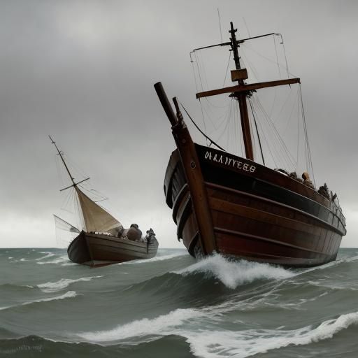 Weather-Beaten Couple and Baby with Lifeboat