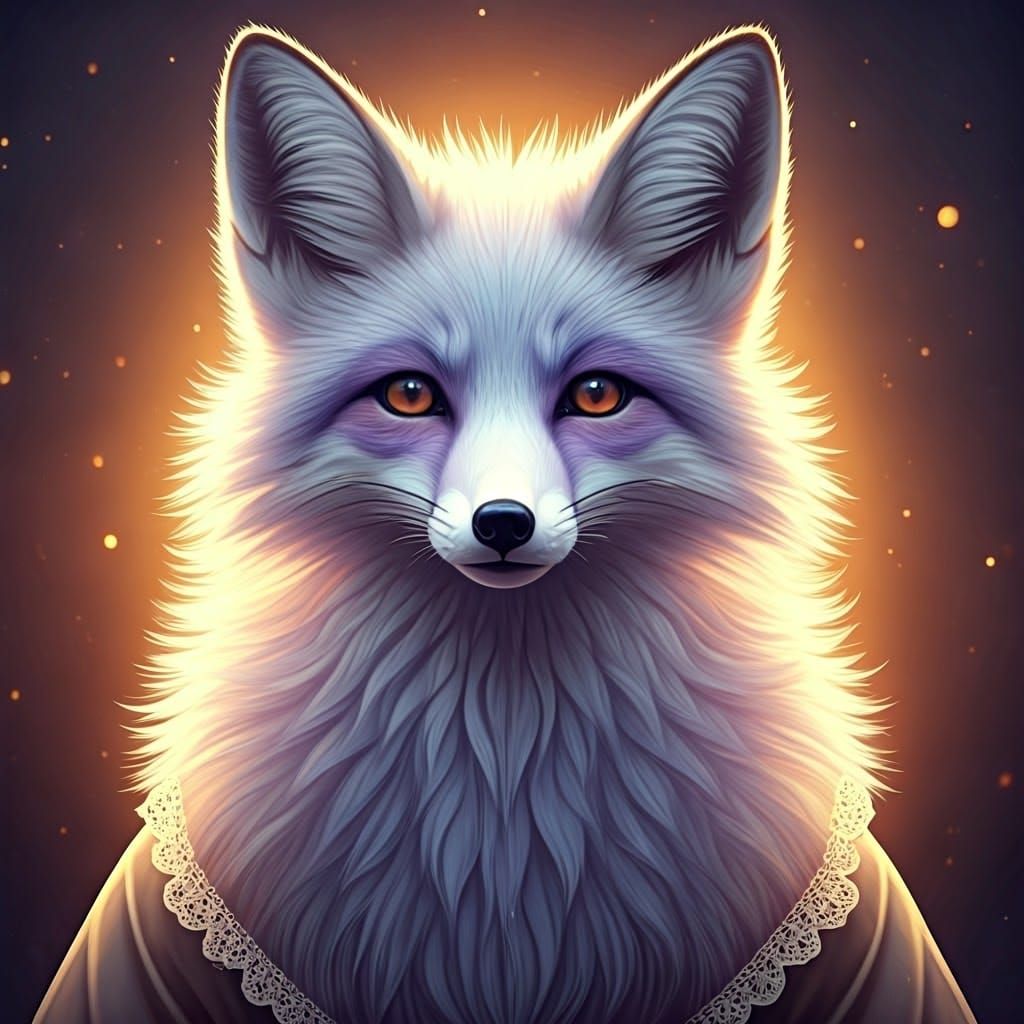 Whimsical Fox with Lace in Digital Illustration