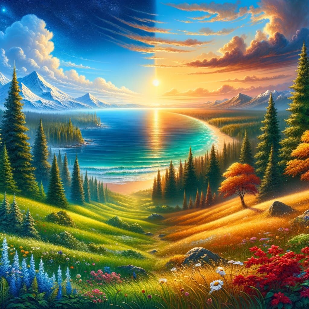 Ethereal Nature Panorama in Pastel Colors