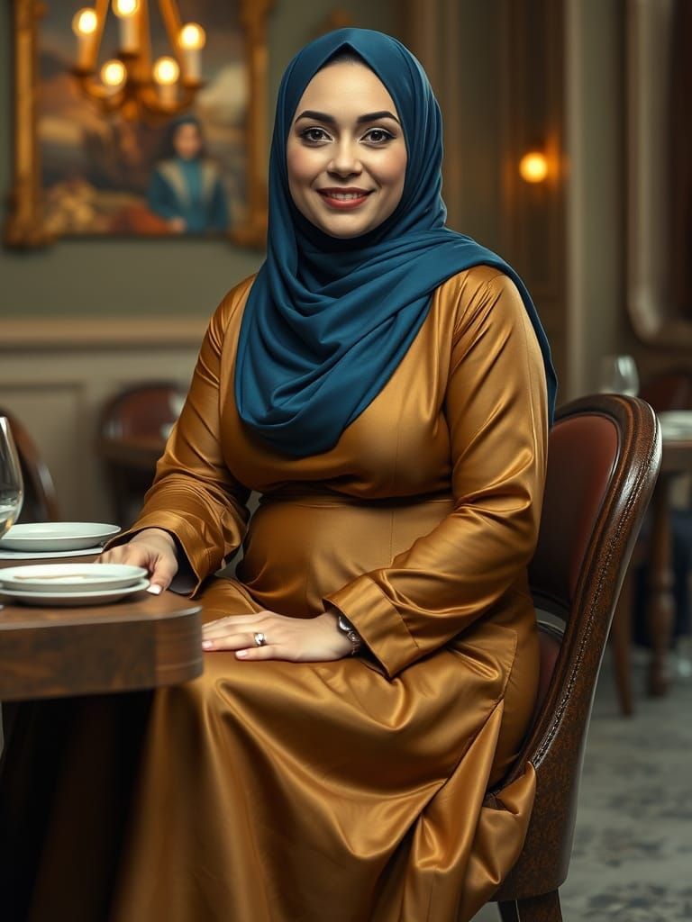 Elegant Gothic Woman in Hijab, Hyperdetailed Portrait