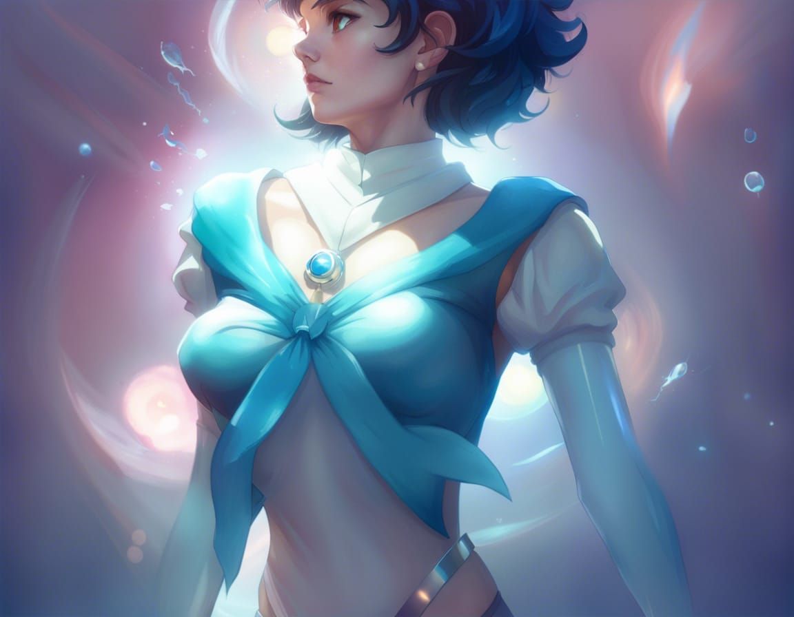 Sailor Mercury Portrait in Art Nouveau Style