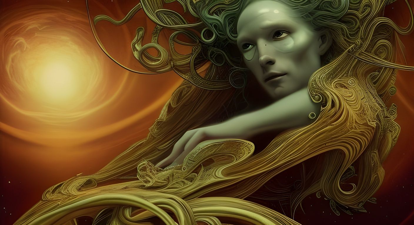 Cosmic Demiurge Concept Art in Rococo Style