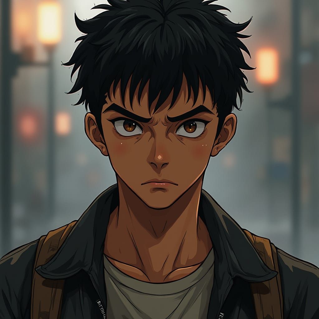 Brooding Young Avenger with Intense Gaze