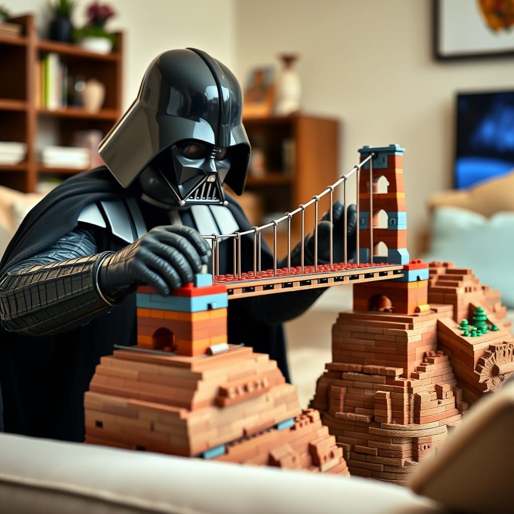 Darth Vader Constructs LEGO Bridge in Whimsical Living Room ...