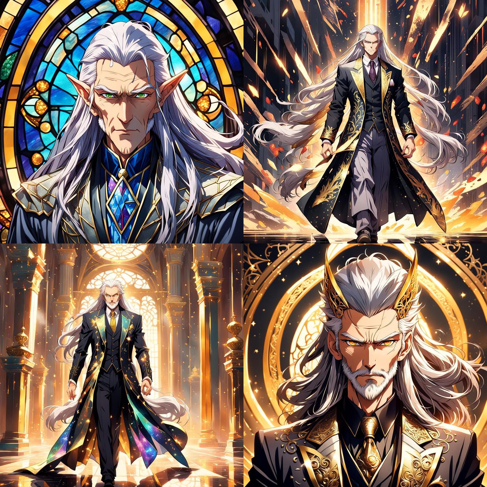 Anime Elf in Fancy Suit, Manga Scan Style