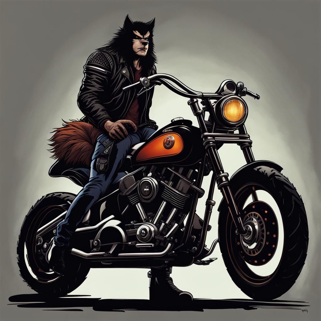 Teen Wolf Werewolf Biker on Harley Davidson