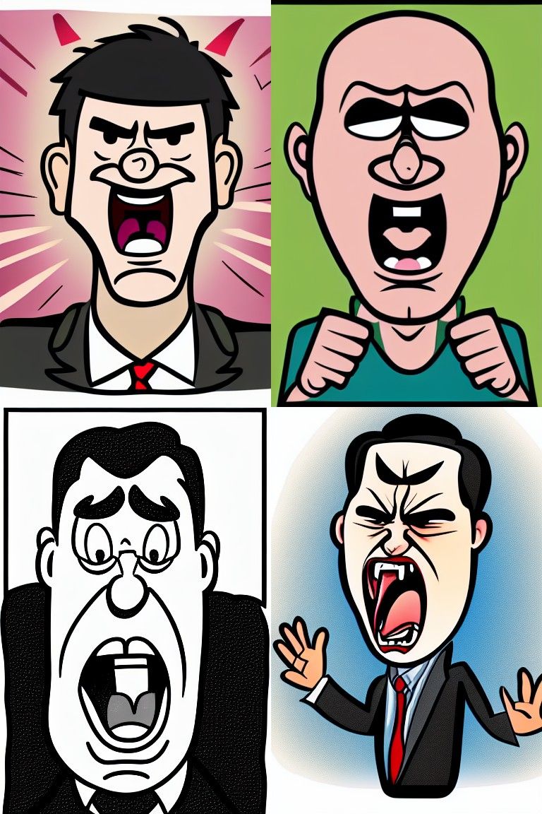Angry Man Shouting: Cartoon Portrait