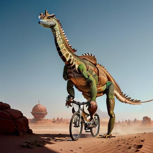 Iguana Rides Giraffe Bicycle Across Sahara