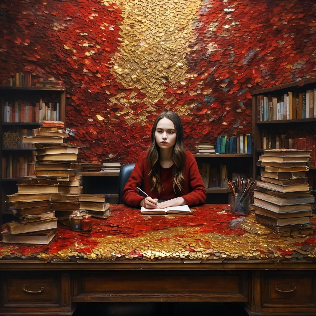 Scaled Woman in Graffiti Art Office