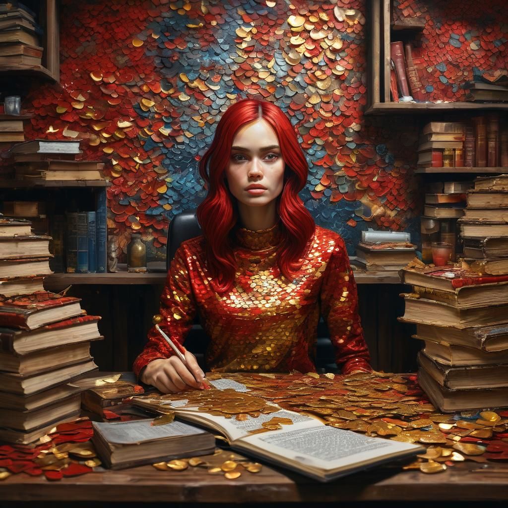 Scaled Woman in Graffiti Art Style Office