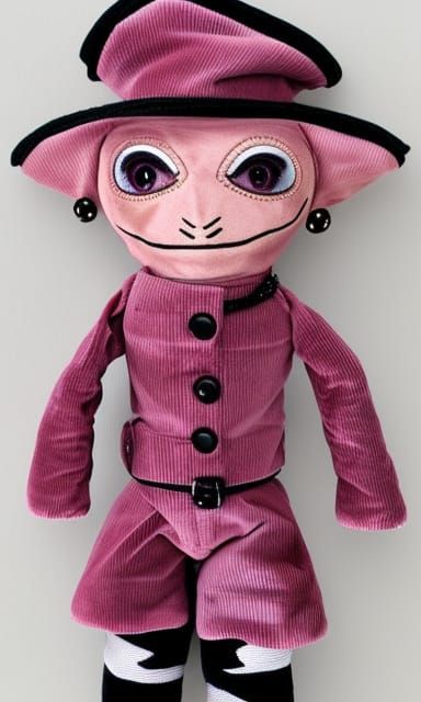 Pink Corduroy Skink Pirate Doll Effigy