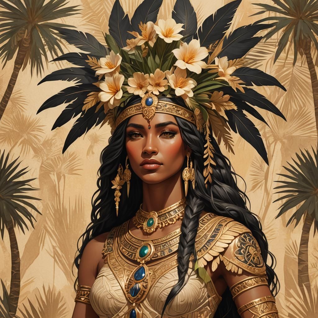 Goddess Asherah Portrait in Ornate Fantasy Art Style
