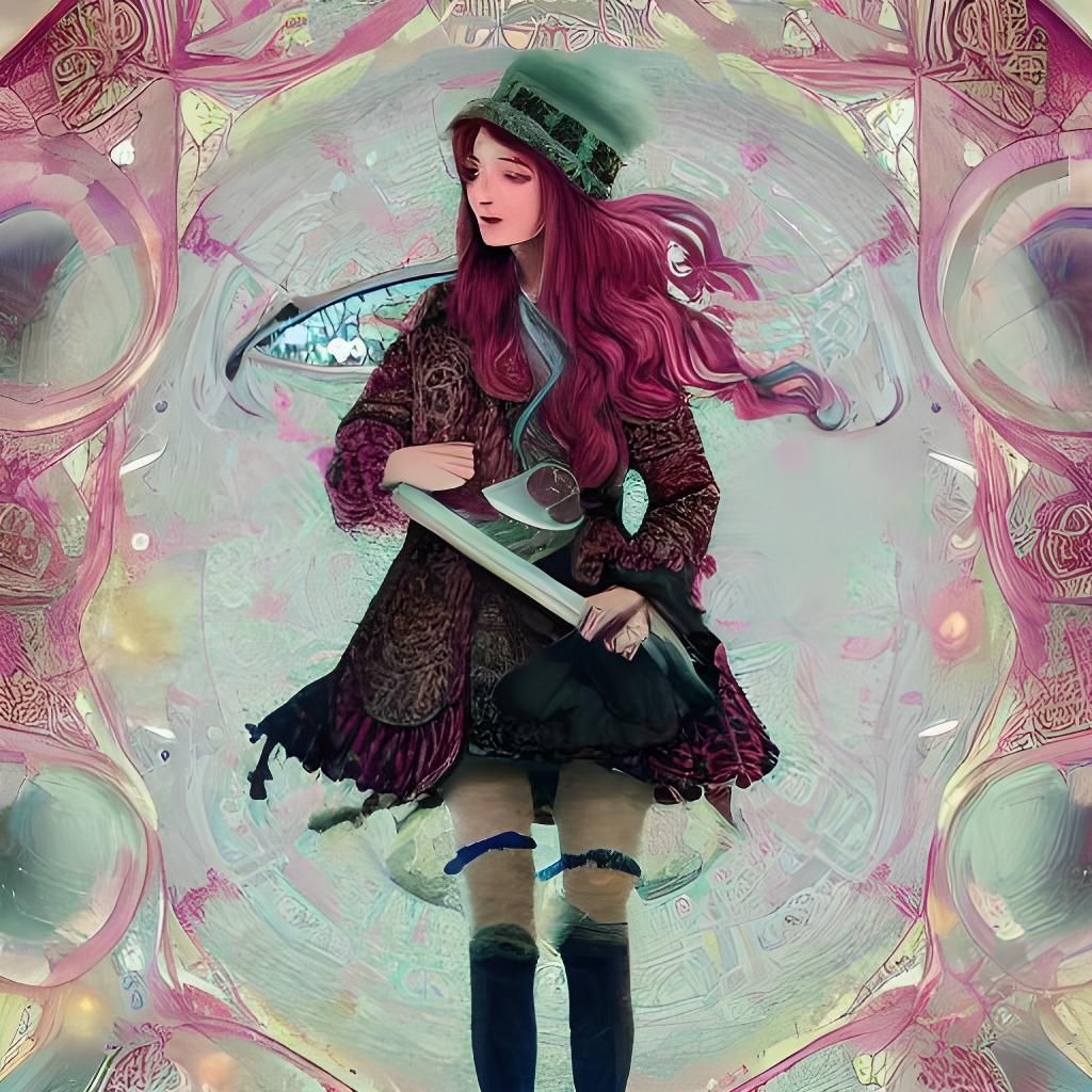 Gothic Brazilian Princess in Winter Forest: Steampunk Art