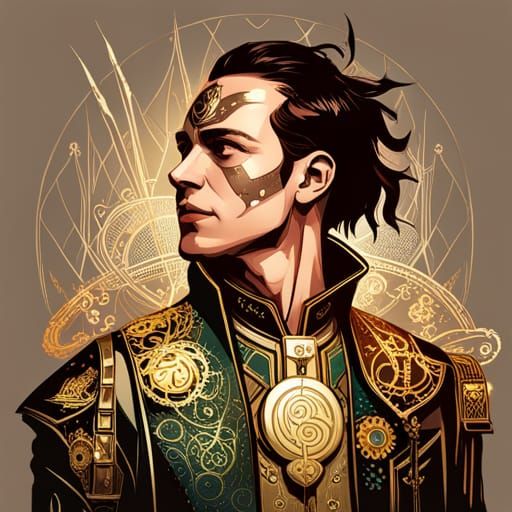 Cybernetic Steampunk Loki Digital Painting