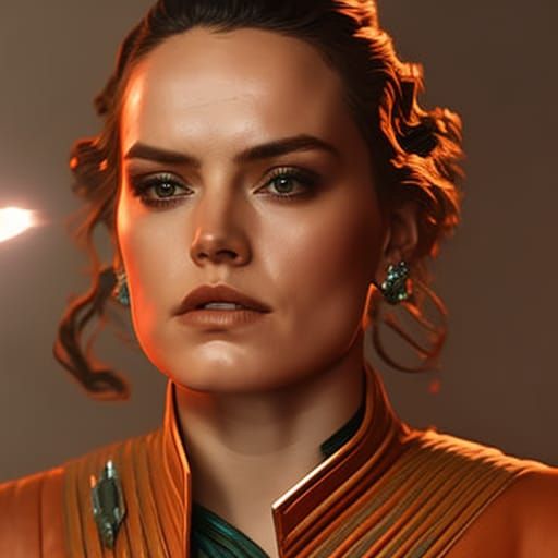 Daisy Ridley Smoking: Hyperrealistic Art Nouveau Portrait