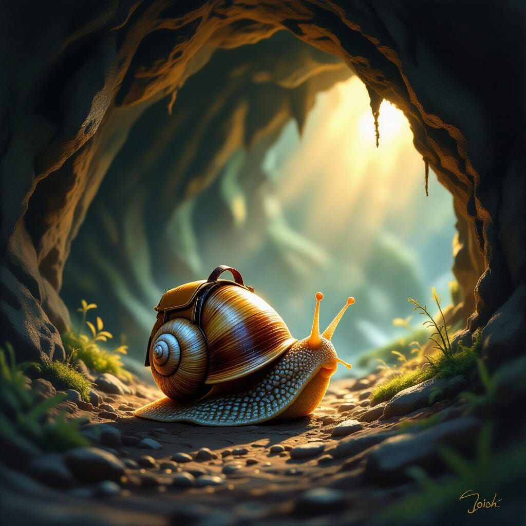 Snail's Adventure into Mysterious Cave, Dreamy Art