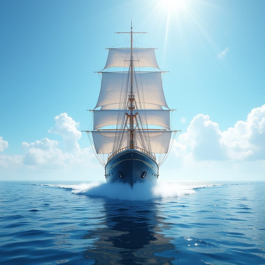 Luxury Sailing Cruise Ship in Pristine White Sails