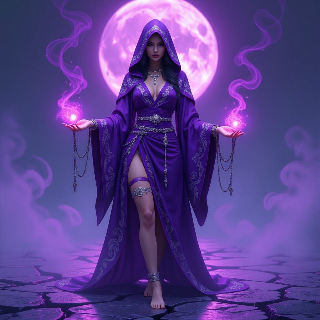 Ethereal Sorceress in a Dark Futuristic Style