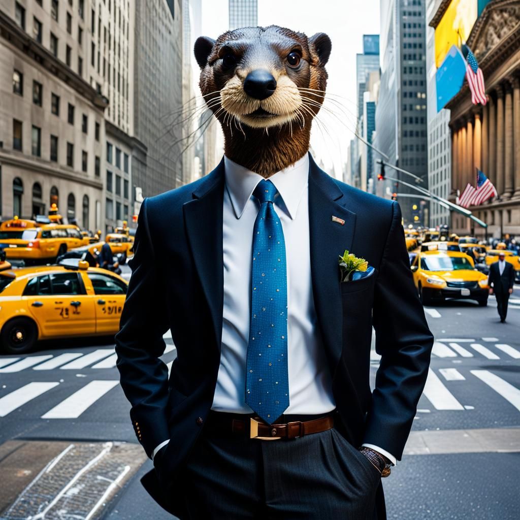 Otter on Wall Street - A Furry New Yorker's Hustle among Yellow Cabs