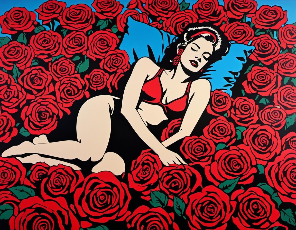 Woman on a Bed of Roses