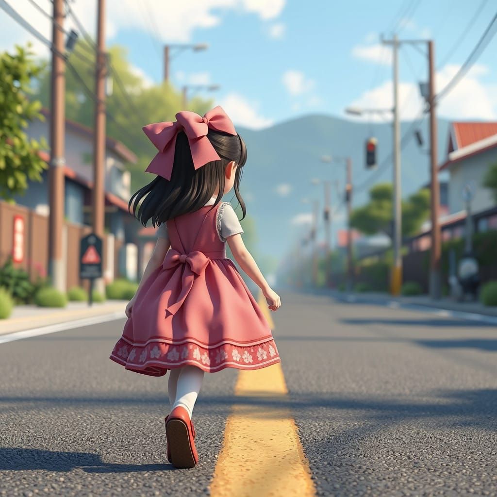 Majestic Anime-Inspired Girl Embarks on a Journey Down a Ser...