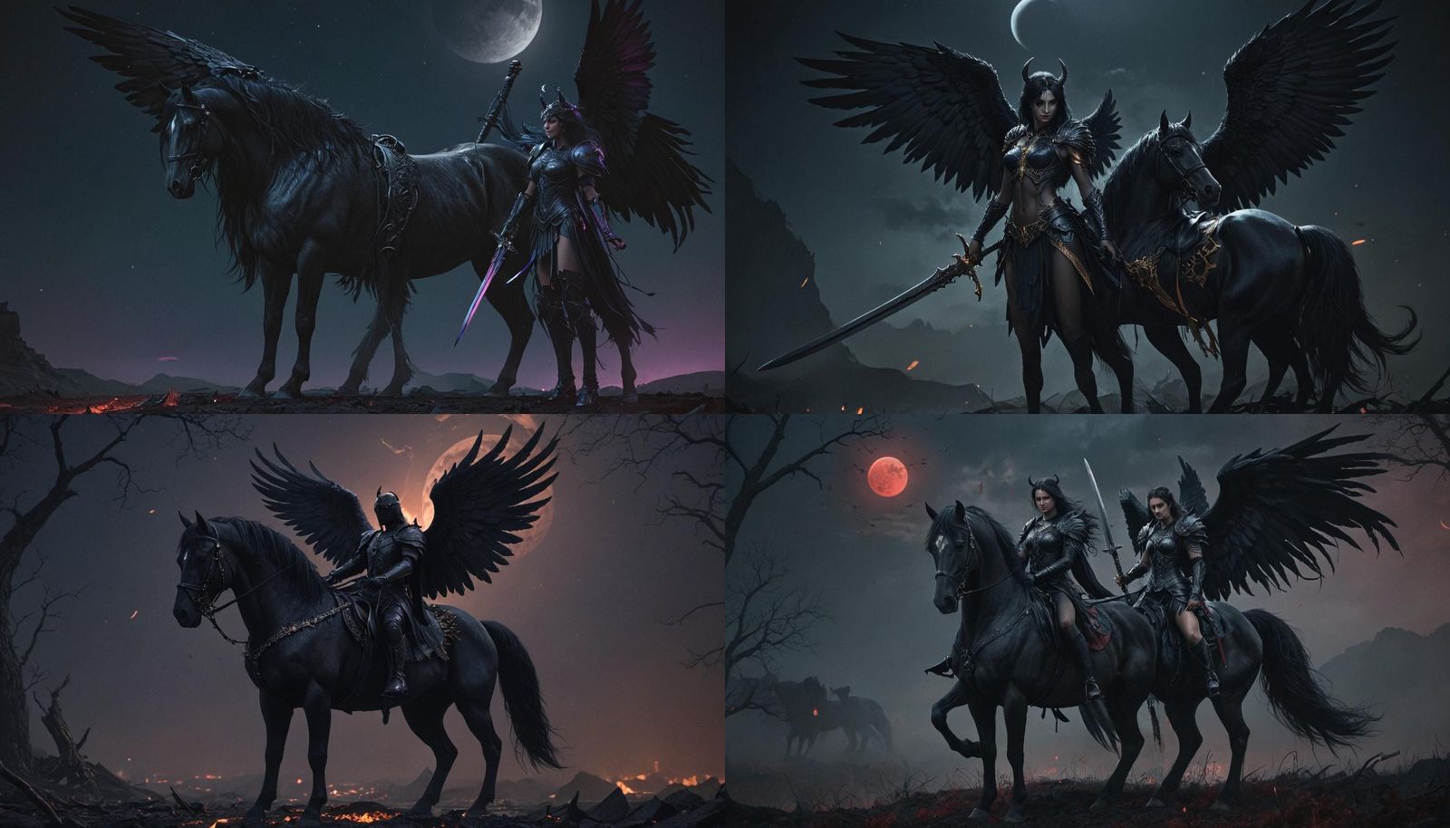 Fallen Angel with Demonic Sword in Fantasy Art