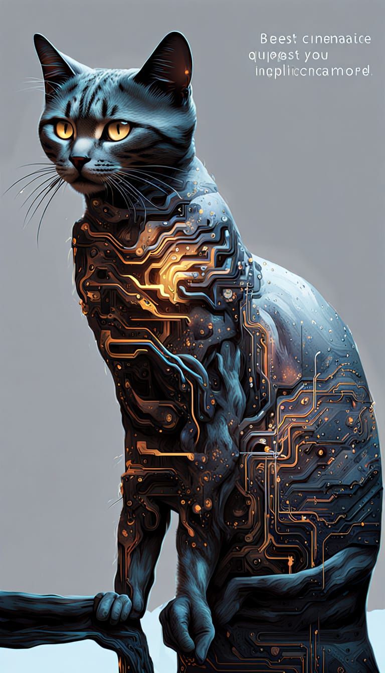 Intricate AI Kitty of Circuits and Organic Matter