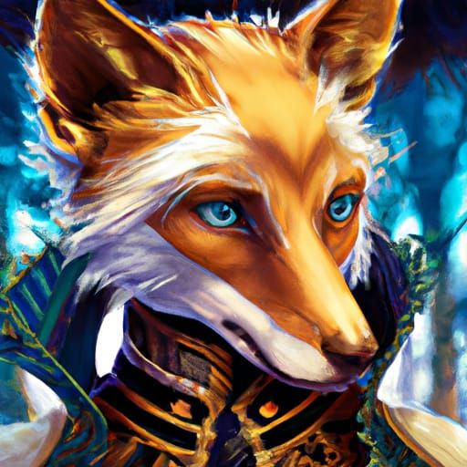 Humanoid Fox Wizard Portrait in Fantasy RPG Style