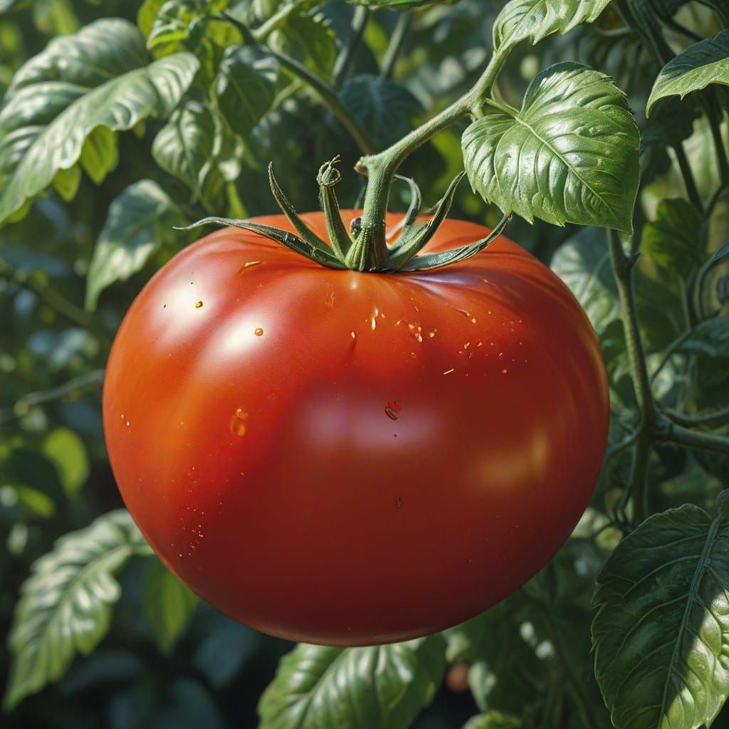 Tomato in Oil Painting Style, Close Up