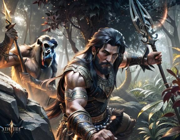 Jungle Warrior in Dark Fantasy Style